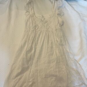 White Ruffled Sleeveless Dress